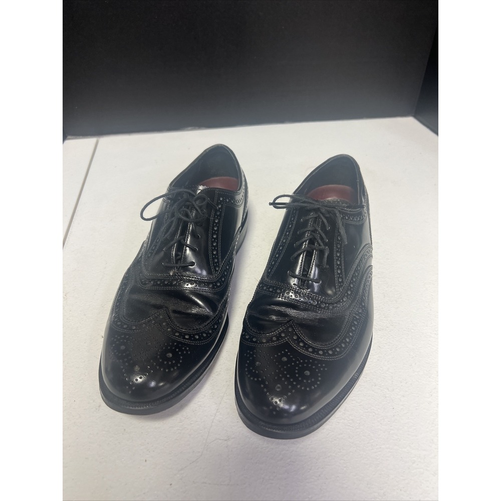 Florsheim Mens Lexington 20381 Sz 8.5 D Black Lace Up Wingtip Oxford‎ Dress Shoe